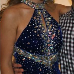 Tony bowls velvet and ab crystal gown